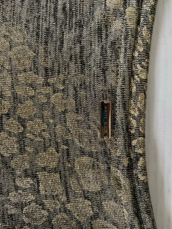 White House Black Market Metallic Gold, Black and Gray V-Neck Top - Picture 5 of 6